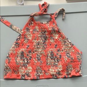 Urban Outfitters Pink Floral Halter Crop Top